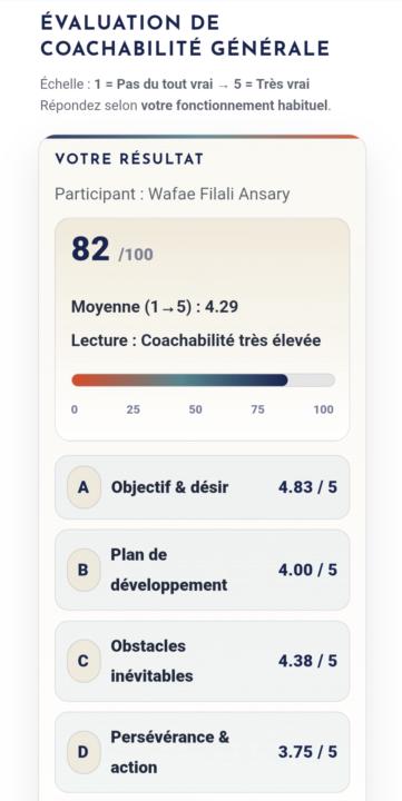 Indice de coachabilité. 