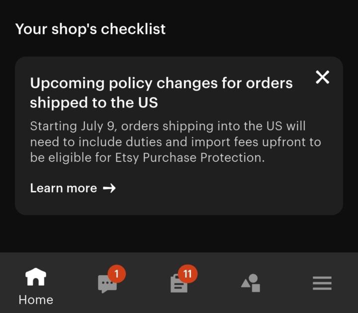 ‫Etsy تفرض تفعيل خيار الشحن DDP لجميع الطرود المتجهة لأمريكا‬