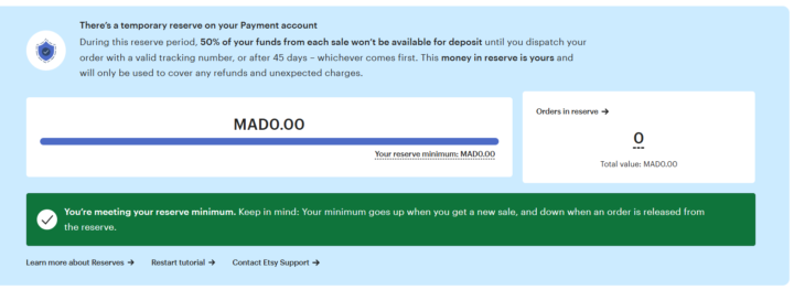Etsy Resereve Payment