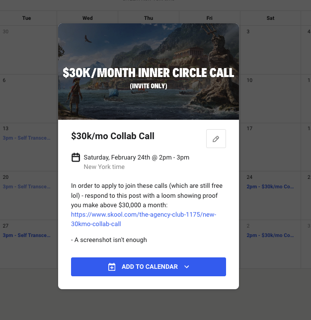New $30k/mo Collab Call