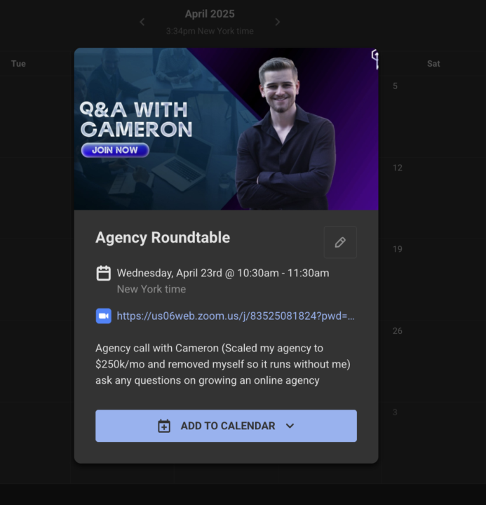 Monthly Live Call