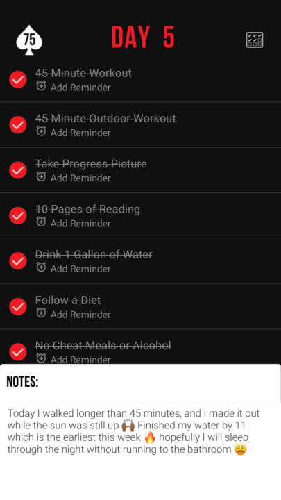 Day 5 of 75 Hard Challenge 