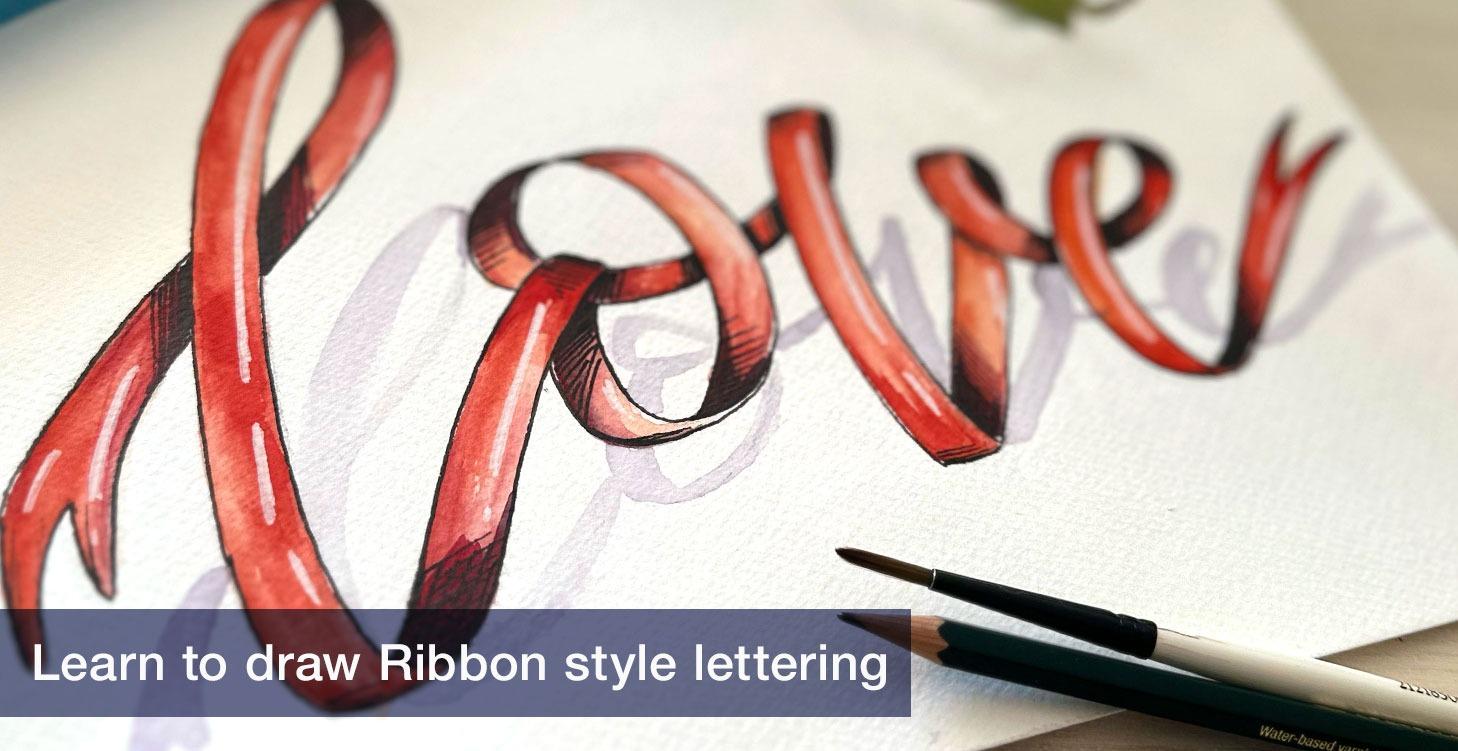 Learn to draw Ribbon style lettering