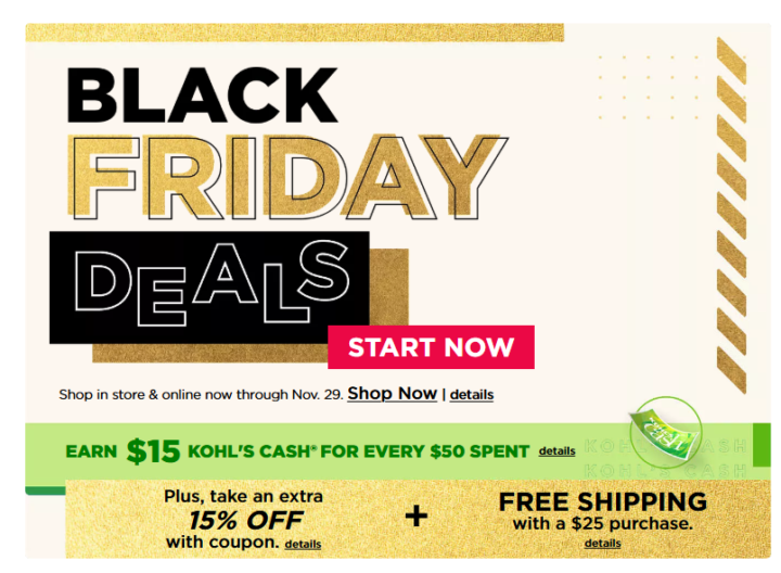 Kohls Black Friday is Live - $15 for Every $50
