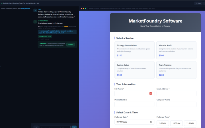 AI Workspace - Create Live Websites Instantly