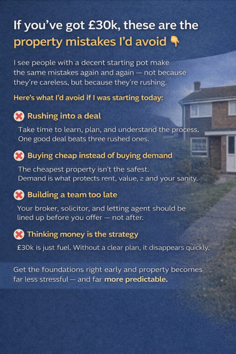 If you’ve got £30k, these are the property mistakes I’d avoid 👇