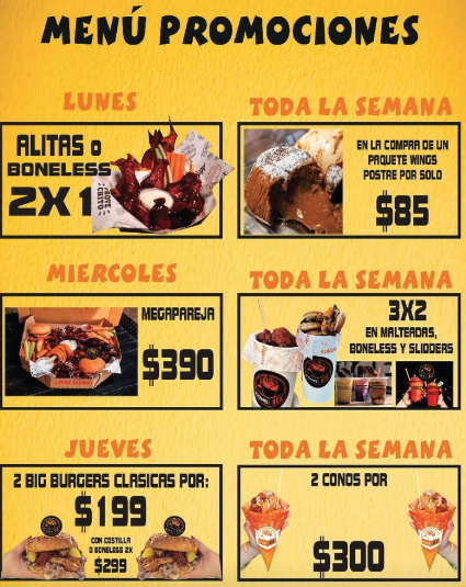 Negocio de comida para  recoger(Boneless hamburguesas)