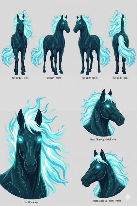 Character Prompt Sheet on My Firehorses