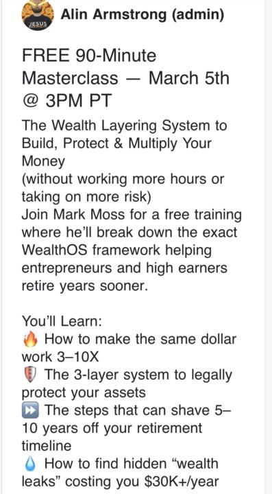 I believe in wealth freedom,  