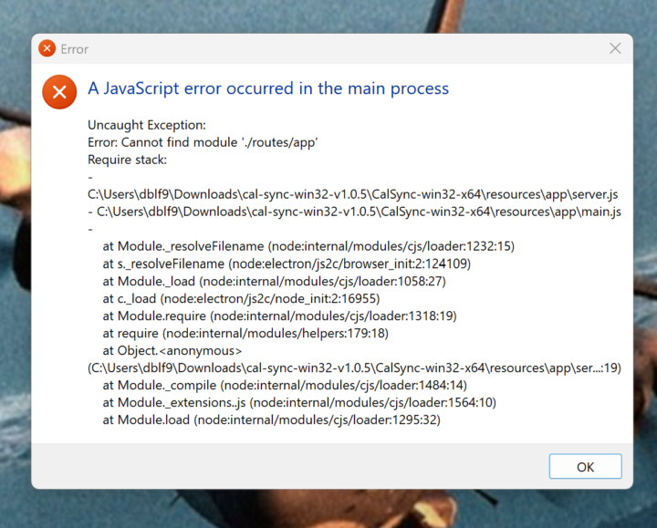 v1.0.5 Error, won't load