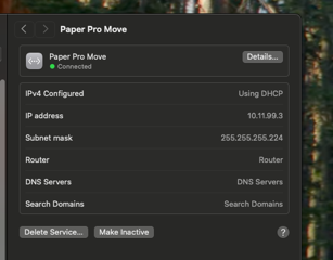 Can't Connect. MacBookPro to ReMarkable Move