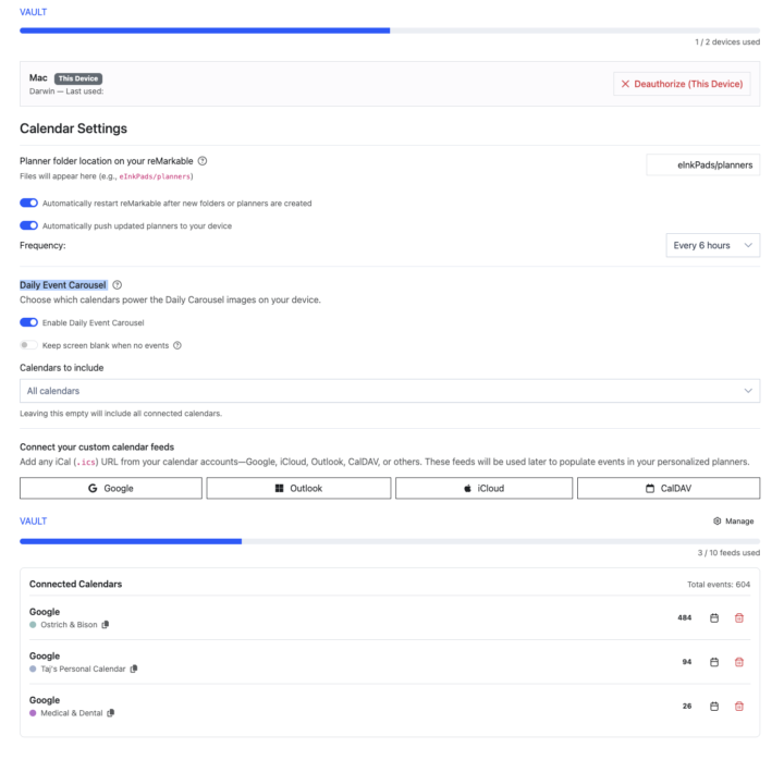 Daily Event Carousel and Google Calendar events not updating