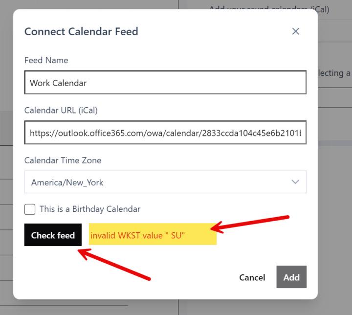 Error trying to connect Calendar