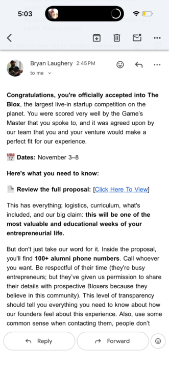 Selected for a start up documentary 