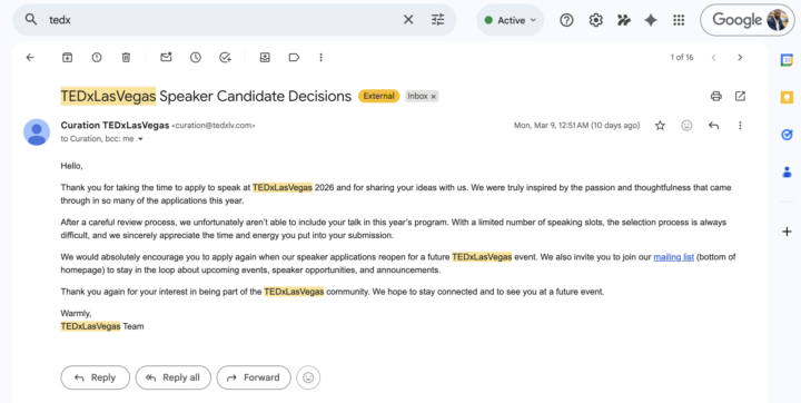 Denied TEDx Talk...again!