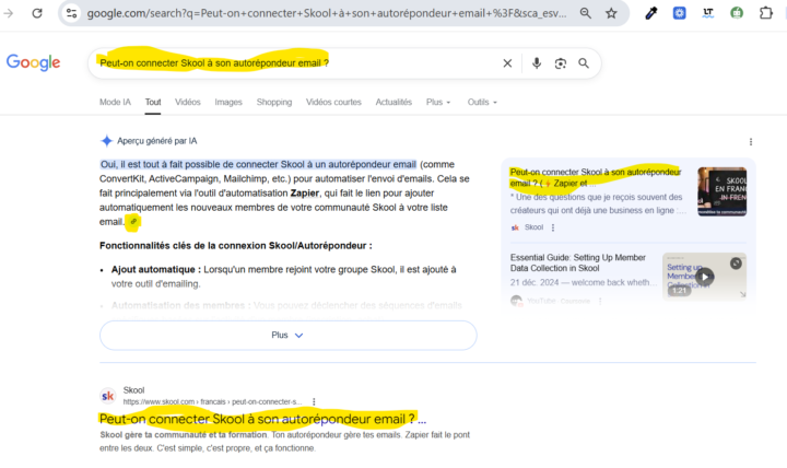 Indexed in 7 hours, AI recommendation in 15h: Skool SEO is powerful