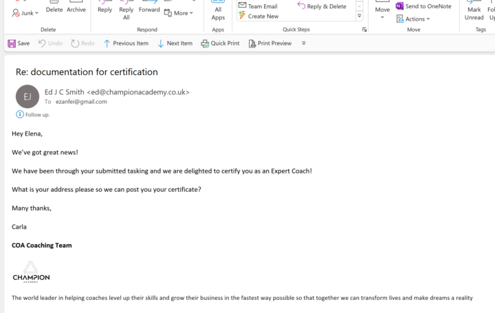 Expert Coach Certification