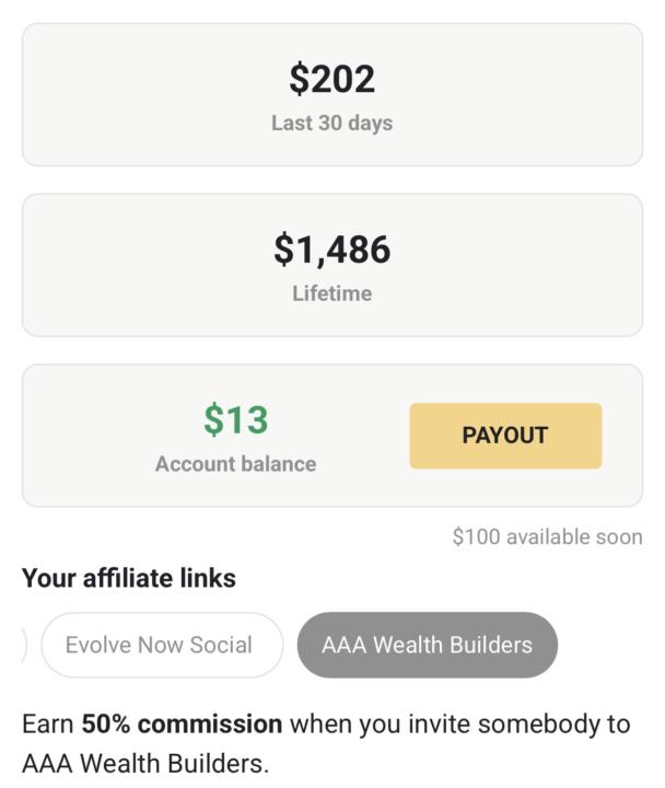 I’m earning in AAA Wealth Builders