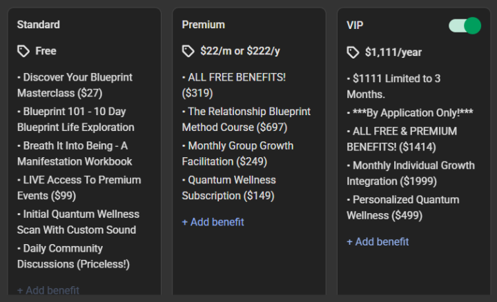 ❓ Tiers Pricing ❓