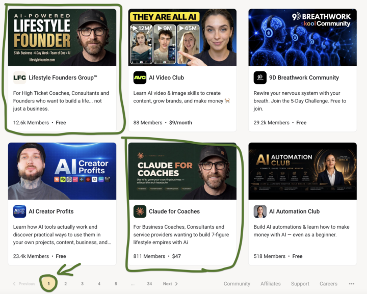 First Page of Discovery for Trending Groups .... x 2!