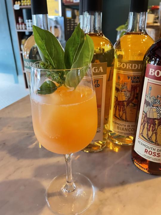 Cantaloupe vermouth slushy