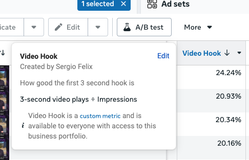 Custom Metric: Video Hook