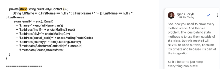 Don't write "static" methods :D
