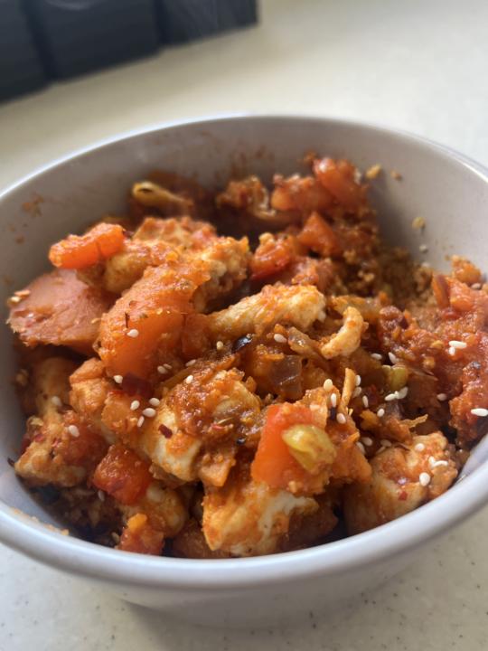Tonight dinner is chicken and chorizo 