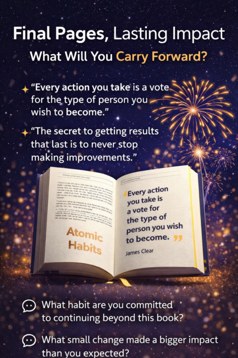 📚 We’re in the final pages of Atomic Habits by James Clear… and what a journey it has been.