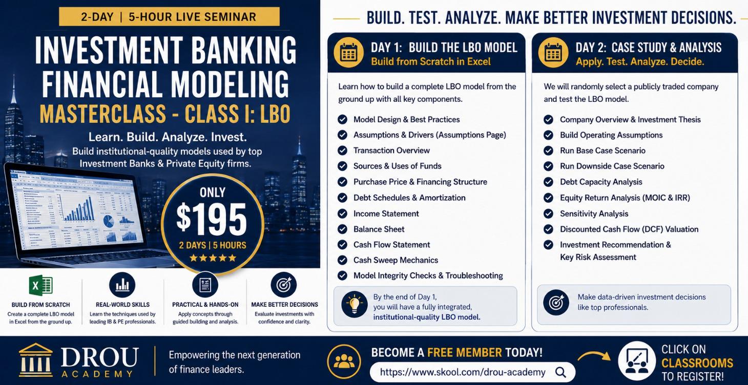 Financial Modeling Masterclass I: LBO Analysis