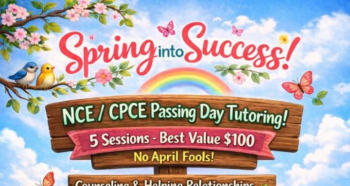 NCE CPCE Passing Day Tutoring