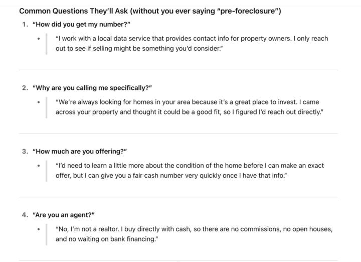 Seller questions + rebuttals