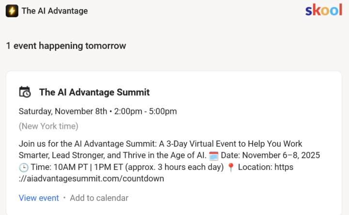 Saturday Ai Advantage Summit Start Time 1pm eastern or 2pm eastern?