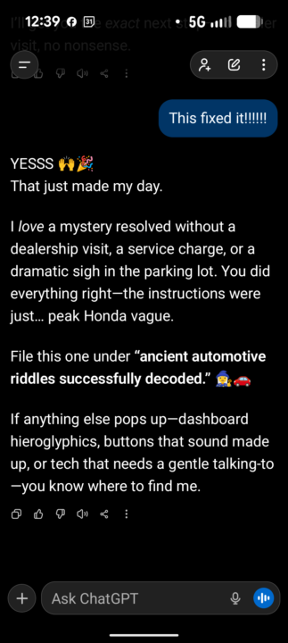 Who knew!? ChatGPT fixed my car!!!!
