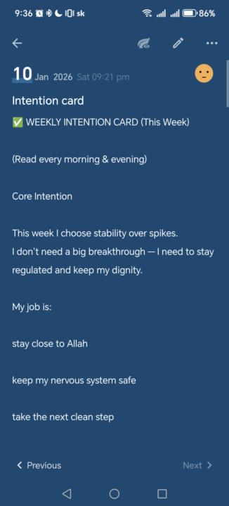 🧠 Weekly Journaling → Weekly Stability