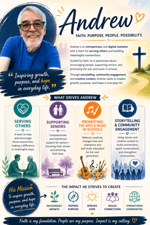 Andrew's mission and values infographic
