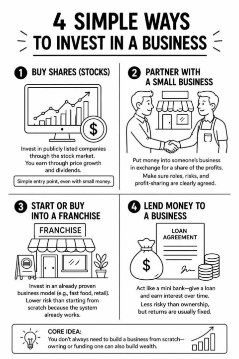 4 simple ways to invest into a business?