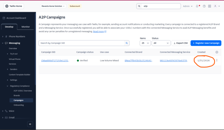 Quick win: A2P verified on Twilio ✅✅