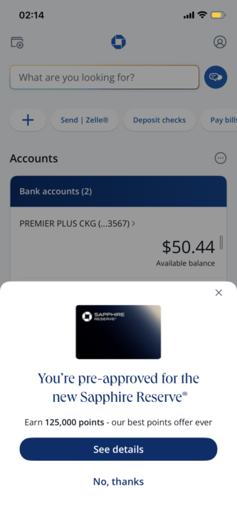 Chase sapphire pre approval