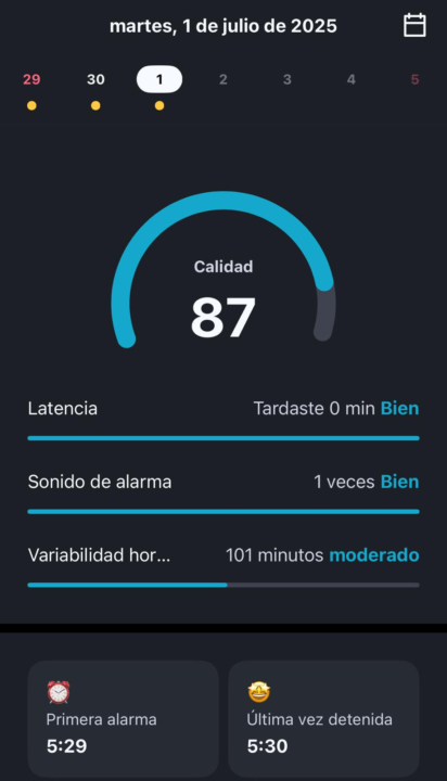 CALIDAD DE SUEÑO / DESPIERTO 1/7/25