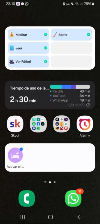 Horas en móvil y objetivos
