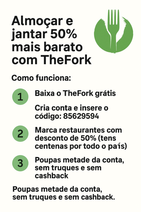 🍴 Poupa já nas tuas refeições com o TheFork!