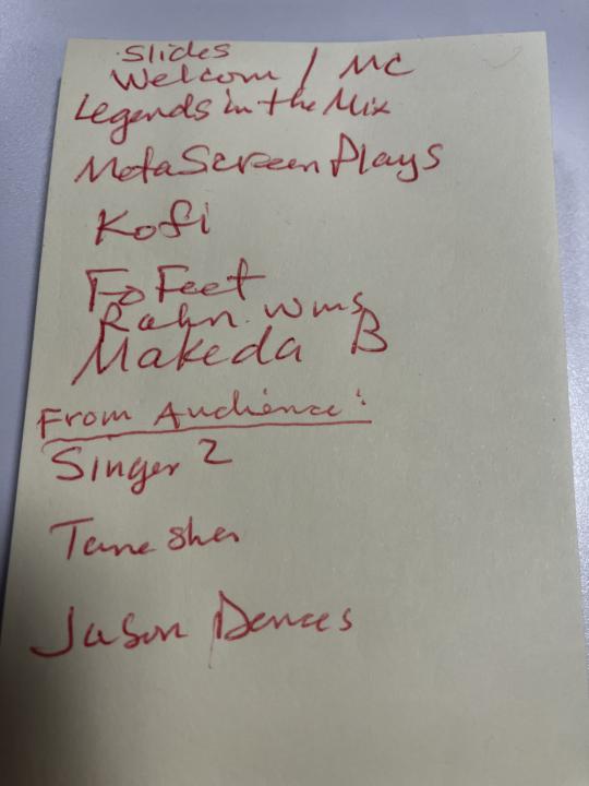 The Oct 17 Open Stage Variety show Line up