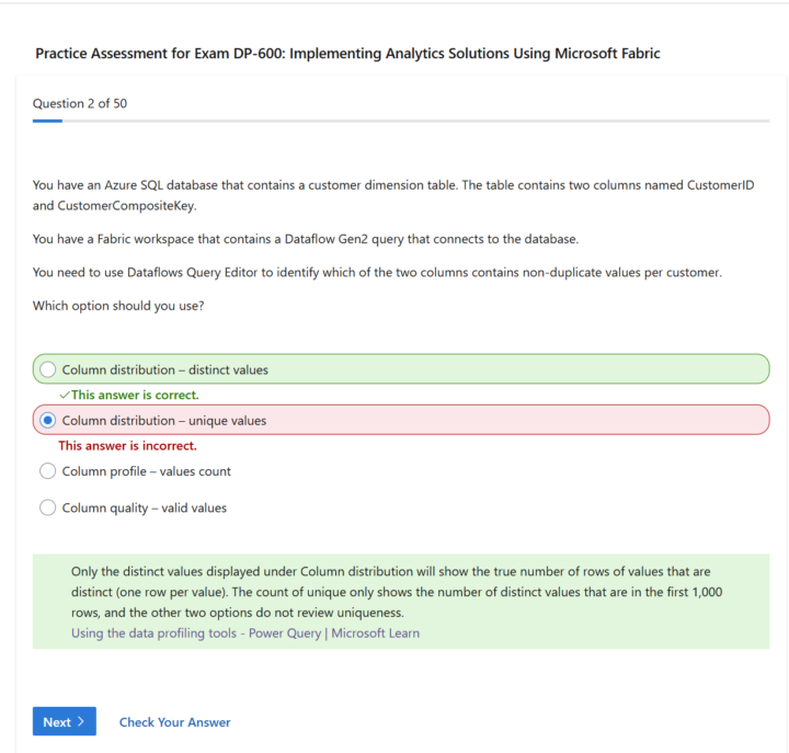 DP-600 MS Practice Assessment wrong answer?