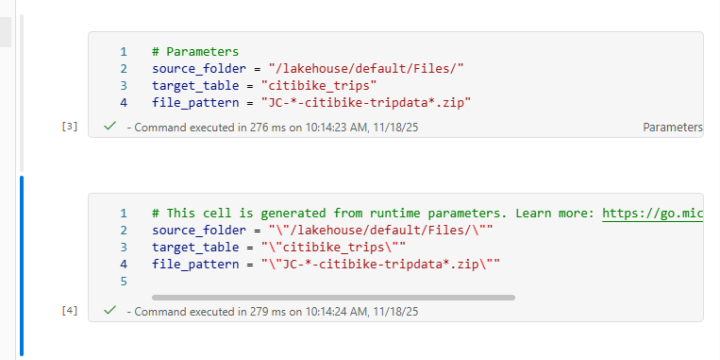 Parameters in Notebooks