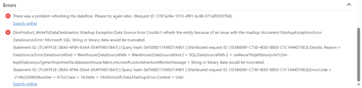Dataflow Gen2, MashupException.Error
