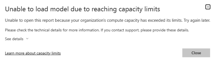 Unable to load model due to reaching capacity limits