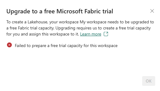 Microsoft Fabric Trial Issue