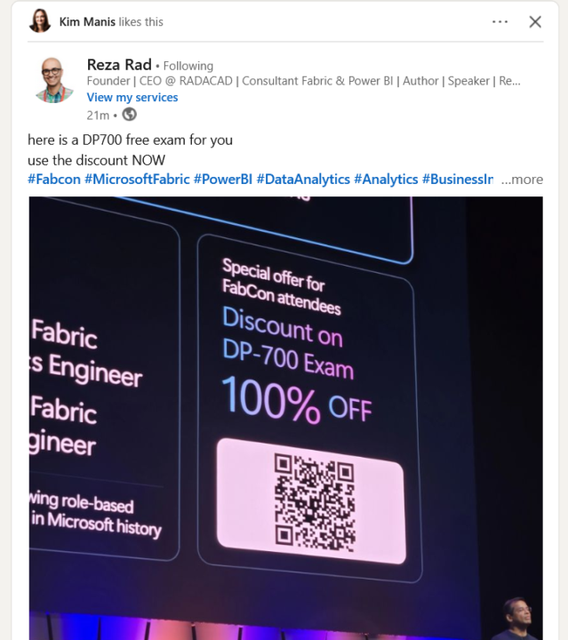 100% discount code for the DP-700 👀