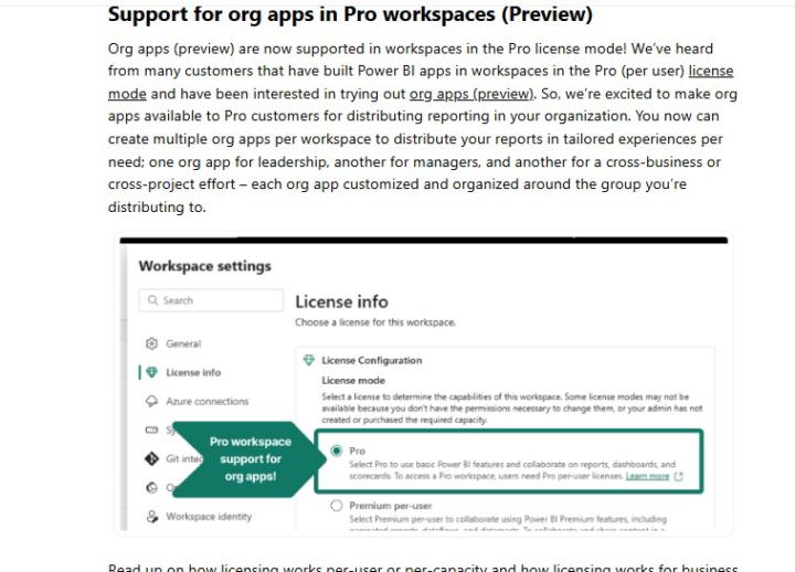 New Feature. Support for Org Apps in Pro Workspaces (Preview)